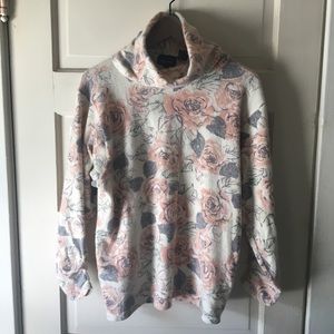Vintage floral print sweater with cowl neck